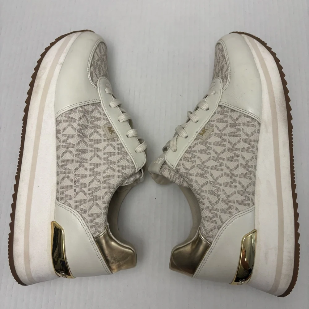 Michael Kors Womens Monique Logo Shoes Sz 8 Platform Trainer Sneaker - Picture 4 of 14
